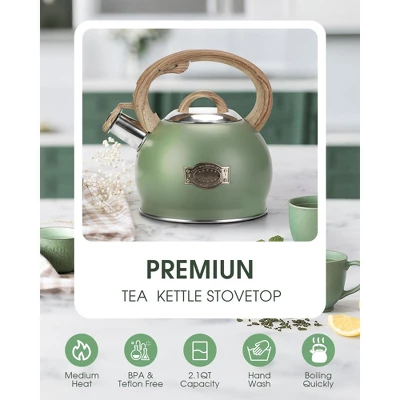 Itopfox Stovetop Whistling Tea Kettle, 2.1 Quart Stainless Steel Teapot With Heat-Resistant Handle, Compatible With All Stoves 1 Itopfox Stovetop Whistling Tea Kettle, 2.1 Quart Stainless Steel Teapot With Heat-Resistant Handle, Compatible With All Stoves