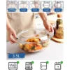 Itopfox Oval Glass Casserole Dish With Lid, Microwave & Oven Safe Bakeware, Covered Glass Dish For Baking & Cooking, 3.5L Capacity