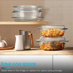 Itopfox Round Glass Casserole Dish With Lid, 4QT Large Microwave Safe Bowl For Cooking, Baking, And Serving, Dishwasher Safe -Itopfox Shop GUEST 75c8d020 7689 410c b59a b98c13345053