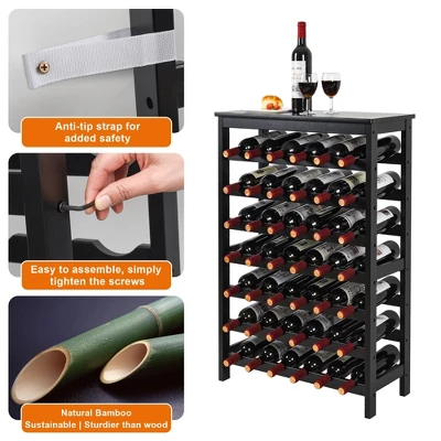 Itopfox 7-Tier Bamboo Wine Rack Freestanding Floor With Table Top, Wine Storage Shelf For Kitchen Dining Room Bar, Black 3 Itopfox 7-Tier Bamboo Wine Rack Freestanding Floor With Table Top, Wine Storage Shelf For Kitchen Dining Room Bar, Black - Image 3