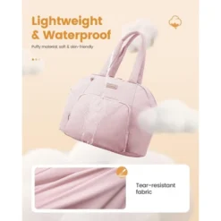 Itopfox Lightweight Puffer Diaper Tote Bag With Changing Pad, Large Capacity Multi-pocket Travel Hospital Gym Bag