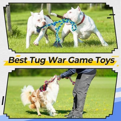 Itopfox Heavy Duty Dog Rope Toys For Aggressive Chewers, Tough Tug Of War Toys For Large, Medium & Small Dogs – 5 Pack With 2 Ropes & 3 Supplies 1 Itopfox Heavy Duty Dog Rope Toys For Aggressive Chewers, Tough Tug Of War Toys For Large, Medium & Small Dogs – 5 Pack With 2 Ropes & 3 Supplies