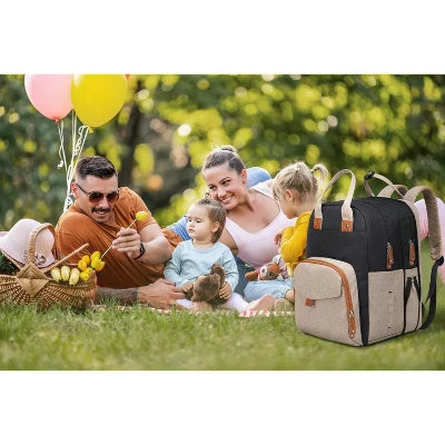 Itopfox Expandable Diaper Backpack For Twins - Dual Compartments, 26-36L Capacity, Includes Changing Pad & Stroller Straps, Unisex Black Khaki 1 Itopfox Expandable Diaper Backpack For Twins - Dual Compartments, 26-36L Capacity, Includes Changing Pad & Stroller Straps, Unisex Black Khaki