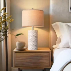 Itopfox Modern Ceramic Table Lamp Set Of 2, Rustic Farmhouse Bedside Lamps For Living Room & Bedroom, White Beige Desk Lamp For End Table Home Decor -Itopfox Shop GUEST 78f8e328 0992 4da4 a3d2 e167d1a53635