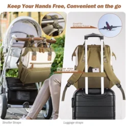 Itopfox Large Capacity Diaper Backpack For Parents With Multiple Pockets, Insulated Compartments, And Stroller Hooks, Beige -Itopfox Shop GUEST 7afc68dd 48b3 46d2 bef1 b37b508f4712