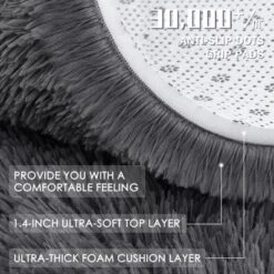 Itopfox Soft Fluffy Shaggy Area Rug For Living Room, Bedroom, Kids, Girls, Boys, Dorms, Nursery Rooms, Home Decor Aesthetic, Machine Washable, Grey -Itopfox Shop GUEST 7b382db0 6d4b 47fa b1e2 809fbe45a7fa