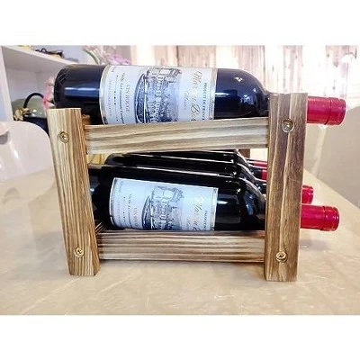 Itopfox 8-Bottle Wine Rack - Premium Carbonized Pine Wood, Two-Tier Countertop Design For Kitchen, Dining Room Or Bar 5 Itopfox 8-Bottle Wine Rack - Premium Carbonized Pine Wood, Two-Tier Countertop Design For Kitchen, Dining Room Or Bar - Image 5