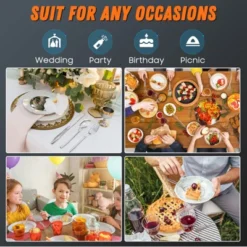 Itopfox 360 Count Plastic Silverware Set, Heavy Duty Disposable Cutlery, Heat Resistant & BPA Free Forks Spoons Knives, Premium Clear Utensils -Itopfox Shop GUEST 7bf3e427 98ba 4733 862f fa56873bd541