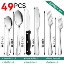 Itopfox 49-Piece Stainless Steel Silverware Set With Cutlery Organizer, Service For 8 With Steak Knives And Kitchen Utensils -Itopfox Shop GUEST 7f1d8297 85fd 4439 a4ab abf04ee08cb9