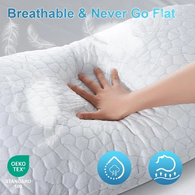 Itopfox Cooling Pillows For Sleeping 2 Pack, Shredded Memory Foam Bed Pillows, Cool Gel Pillow For Hot Sleepers Adjustable Firm Pillow For Side, Back 5 Itopfox Cooling Pillows For Sleeping 2 Pack, Shredded Memory Foam Bed Pillows, Cool Gel Pillow For Hot Sleepers Adjustable Firm Pillow For Side, Back - Image 5