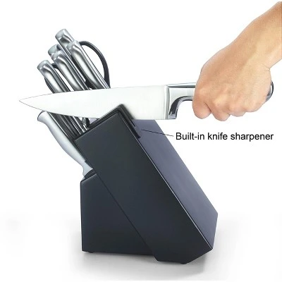 Itopfox Premium German Stainless Steel Knife Block Set With Built-in Sharpener, 15-Piece Kitchen Cutlery Set For Effortless Cutting 6 Itopfox Premium German Stainless Steel Knife Block Set With Built-in Sharpener, 15-Piece Kitchen Cutlery Set For Effortless Cutting - Image 6