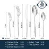 Itopfox 40-Piece Stainless Steel Flatware Set, Includes Forks Knives Spoons For Home Kitchen Restaurant Wedding, Dishwasher Safe, Premium Tableware