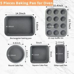 Itopfox 5-Piece Nonstick Bakeware Set With Grey Marble Coating, Carbon Steel Baking Pans For Oven, Includes Round & Square Cake Pan, Muffin Tin 12 Itopfox 5-Piece Nonstick Bakeware Set With Grey Marble Coating, Carbon Steel Baking Pans For Oven, Includes Round & Square Cake Pan, Muffin Tin -Itopfox Shop GUEST 83f8d03b 3d7b 4c09 af0f 0462526f0041