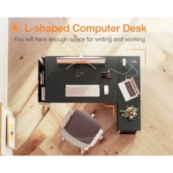 Itopfox L-Shaped Gaming Desk With Power Outlets, Reversible Shelves & PC Stand, Storage Bag For Home Office, Study Table For Small Spaces, Black 9 Itopfox L-Shaped Gaming Desk With Power Outlets, Reversible Shelves & PC Stand, Storage Bag For Home Office, Study Table For Small Spaces, Black -Itopfox Shop GUEST 84e18284 80ee 4f27 a9e1 57dca6d6e052