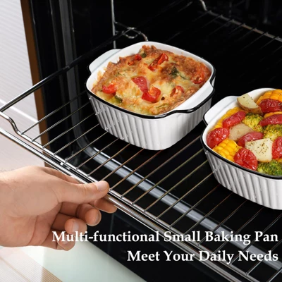 Itopfox 13Oz Ceramic Baking Dishes Set Of 4, Square Baking Dishes For Air Fryer, Ceramic Bakeware With Handles, Oven & Microwave Safe 4 Itopfox 13Oz Ceramic Baking Dishes Set Of 4, Square Baking Dishes For Air Fryer, Ceramic Bakeware With Handles, Oven & Microwave Safe - Image 4