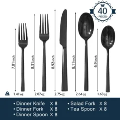 Itopfox 40-Piece Forged Flatware Set, Premium Stainless Steel Cutlery Set, Mirror Polished, Dishwasher Safe, Service For 8, Ideal For Kitchen, Home