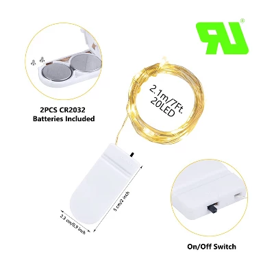 Itopfox 24 Pack Fairy Lights 20 LED Mini String Lights Waterproof Silver Wire For Vases Mason Jars DIY Crafts Plants Table Centerpieces Wedding Decor 5 Itopfox 24 Pack Fairy Lights 20 LED Mini String Lights Waterproof Silver Wire For Vases Mason Jars DIY Crafts Plants Table Centerpieces Wedding Decor - Image 5