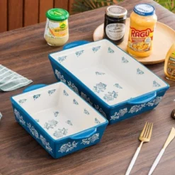 Itopfox 3-Piece Ceramic Baking Dish Set For Lasagna, Casseroles, Gratin & Desserts, Oven, Microwave & Freezer Safe, Rose Pattern Design -Itopfox Shop GUEST 883f9bf9 ca42 42e8 9714 f7904c2e2754