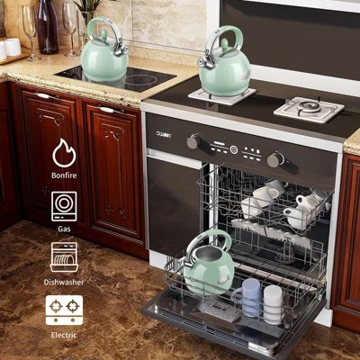 Itopfox Stainless Steel Whistling Tea Kettle With Cool Touch Handle, 2.64 Quart Induction Compatible Stovetop Teapot In Mint Green 6 Itopfox Stainless Steel Whistling Tea Kettle With Cool Touch Handle, 2.64 Quart Induction Compatible Stovetop Teapot In Mint Green - Image 6