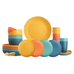 Itopfox Wheat Straw Dinnerware Set Of 32, Unbreakable Plates And Bowls For 8, Dishwasher Safe For Kitchen And Camping, Vibrant Series -Itopfox Shop GUEST 8b0a2985 c7bf 4c9d 8577 abc6e29979a6