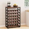 Itopfox 6-Tier Free Standing Wine Rack With Wooden Table Top, Sturdy Metal Bottle Holder For Kitchen Bar Pantry, Holds 30 Bottles