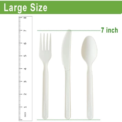 Itopfox 150 Count Heavy-duty Compostable Utensils Set, Includes Forks, Spoons, And Knives, BPI Certified Disposable Flatware 3 Itopfox 150 Count Heavy-duty Compostable Utensils Set, Includes Forks, Spoons, And Knives, BPI Certified Disposable Flatware - Image 3