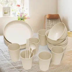 Itopfox Wheat Straw Dinnerware Sets - 42 Piece Unbreakable Plates, Bowls, Cups & Utensils For 6, Lightweight & Durable, Dishwasher & Microwave Safe 11 Itopfox Wheat Straw Dinnerware Sets - 42 Piece Unbreakable Plates, Bowls, Cups & Utensils For 6, Lightweight & Durable, Dishwasher & Microwave Safe -Itopfox Shop GUEST 8c36e6a5 13a8 47a5 8413 9dcf4355611f