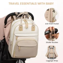 Itopfox Large Capacity Diaper Backpack With Changing Pad, Insulated Pockets, Stroller Buckles, Waterproof, Laptop Compartment, Beige-Khaki -Itopfox Shop GUEST 8d0d40d5 926b 4639 9cca 5b2608b47532