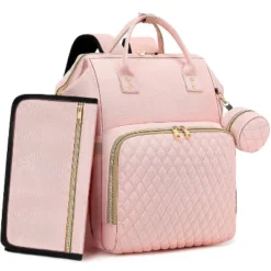 Itopfox Pink Diaper Backpack For Baby Girls - Baby Shower Gifts, Quilted With Changing Pad, Pacifier Case, Insulated Pockets 35L Large Capacity -Itopfox Shop GUEST 8d35b714 9a67 4528 a056 4ddd67ffef3f
