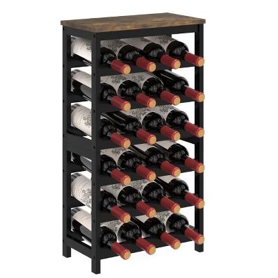 Itopfox 6-Tier Bamboo Wine Rack Freestanding Floor, 24 Bottles Wine Storage Shelves With Table Top, Stackable Display For Kitchen, Bar Rustic Brown 7 Itopfox 6-Tier Bamboo Wine Rack Freestanding Floor, 24 Bottles Wine Storage Shelves With Table Top, Stackable Display For Kitchen, Bar Rustic Brown - Image 7