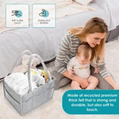 Itopfox 2-Pack Diaper Caddy Organizer With Handle, Portable Nursery Storage Bin For Baby Essentials, Grey -Itopfox Shop GUEST 8dd60b40 23e1 4651 a5d2 2dc242833a8d