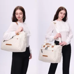 Itopfox Large Diaper Tote Bag With Laptop Compartment, Insulated Pockets, Multiple Storage For Baby Essentials, Travel Friendly