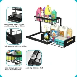 Itopfox Under Sink Organizer With Sliding Drawer, Pull Out Cabinet Storage Shelf For Kitchen Bathroom, Black, 2 Pack -Itopfox Shop GUEST 8fc3ba74 8601 4050 bf71 4a0e57c1c72b