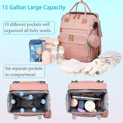 Itopfox Baby Diaper Backpack With Changing Station, Large Capacity Waterproof Diaper Bag For Parents, USB Port & Stroller Straps, Pink 5 Itopfox Baby Diaper Backpack With Changing Station, Large Capacity Waterproof Diaper Bag For Parents, USB Port & Stroller Straps, Pink - Image 5