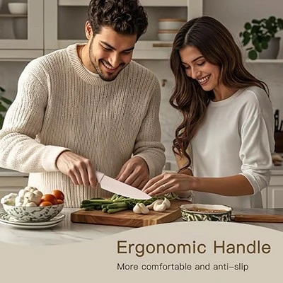 Itopfox 13-Piece Kitchen Knife Set With Anti-Rust Coating, Dishwasher Safe Stainless Steel Chef Knives, Includes 6 Blade Guards, Perfect Holiday Gift 2 Itopfox 13-Piece Kitchen Knife Set With Anti-Rust Coating, Dishwasher Safe Stainless Steel Chef Knives, Includes 6 Blade Guards, Perfect Holiday Gift - Image 2