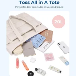 Itopfox Lightweight Puffy Tote Bag With Compartments, Quilted Shoulder Handbag For Women, Travel, Work, Gym, Beach