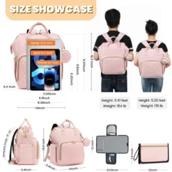 Itopfox Pink Diaper Backpack For Baby Girls - Baby Shower Gifts, Quilted With Changing Pad, Pacifier Case, Insulated Pockets 35L Large Capacity -Itopfox Shop GUEST 923e4837 1c07 4941 b135 216583345112