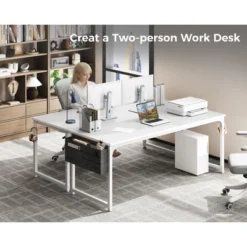 Itopfox Modern Computer Desk With Storage & Headphone Hook, Large Office Gaming Work Table, Splice Board Design, White Finish 10 Itopfox Modern Computer Desk With Storage & Headphone Hook, Large Office Gaming Work Table, Splice Board Design, White Finish -Itopfox Shop GUEST 925fac38 d745 4aec 8226 477e2c711bfc
