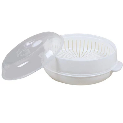 Itopfox 1-Tier Microwave Steamer For Healthy Cooking, White Round Steamer With Transparent Cover For Vegetables & Shellfish, Dishwasher Safe 5 Itopfox 1-Tier Microwave Steamer For Healthy Cooking, White Round Steamer With Transparent Cover For Vegetables & Shellfish, Dishwasher Safe - Image 5