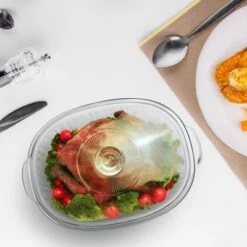 Itopfox 3Qt Glass Casserole Dish With Lid, Ribbed Oval Baking Dish For Oven & Microwave, Clear Lead-Free Covered Cookware, Deep Food Container -Itopfox Shop GUEST 9335bd0a 5e0a 4868 a282 5480f5a6fde2