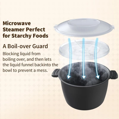 Itopfox Professional Large Microwave Cookware, Rice Cooker & Steamer For Vegetables, Safe Mixing & Serving Bowls, Food Storage Container, BPA Free 3 Itopfox Professional Large Microwave Cookware, Rice Cooker & Steamer For Vegetables, Safe Mixing & Serving Bowls, Food Storage Container, BPA Free - Image 3