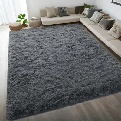 Itopfox Fluffy Dark Grey Area Rug For Bedroom Living Room, Soft Plush Shaggy Deep Gray Kids Rug, Non-Slip And Machine Washable Carpet For Dorm Decor 2 Itopfox Fluffy Dark Grey Area Rug For Bedroom Living Room, Soft Plush Shaggy Deep Gray Kids Rug, Non-Slip And Machine Washable Carpet For Dorm Decor - Image 2