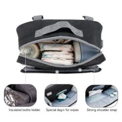 Itopfox Baby Diaper Bag With Multiple Pockets For Diapers, Wipes & Toys, Hand Strap, Fits In Backpack Or Stroller (Black Flower) -Itopfox Shop GUEST 968eabd4 b991 4b07 abe9 448c0202314d