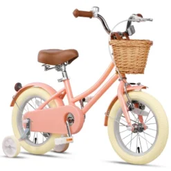 Itopfox Retro Cruiser Girls Bike For Children Ages 3-5 Years Old, Kids Bicycle With Wicker Basket & Training Wheels, Peach -Itopfox Shop GUEST 96d15a63 3b2e 4fc2 ad59 1069dcb4cf23