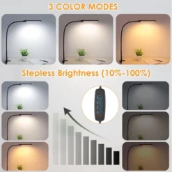 Itopfox LED Desk Lamp With Clamp, Eye-Caring Clip Light For Home Office, 3 Colors Full Brightness, Flexible Gooseneck USB Table Lamp