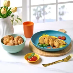 Itopfox Wheat Straw Dinnerware Set-16 Unbreakable Plates, Bowls, Cups & Sauce Dishes, Microwave & Dishwasher Safe For Kitchen, Parties & Camping -Itopfox Shop GUEST 994836d4 cb4d 48f1 8e37 5285abffae85