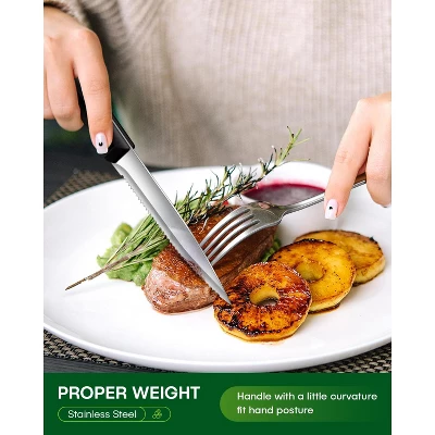 Itopfox 24-Piece Silverware Set With Steak Knives, Stainless Steel Flatware Set For 4, Includes Spoons, Knives, Dishwasher Safe For Home & Restaurant 2 Itopfox 24-Piece Silverware Set With Steak Knives, Stainless Steel Flatware Set For 4, Includes Spoons, Knives, Dishwasher Safe For Home & Restaurant - Image 2