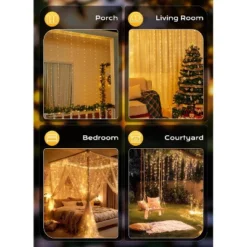Itopfox 300 LED Fairy Curtain Lights With Remote, 8 Lighting Modes, USB Plug In, Warm White String Lights For Christmas Bedroom, Weddings, Dorm Decor 11 Itopfox 300 LED Fairy Curtain Lights With Remote, 8 Lighting Modes, USB Plug In, Warm White String Lights For Christmas Bedroom, Weddings, Dorm Decor -Itopfox Shop GUEST 99b9910d 7715 4e15 8b38 940c32d9aafc