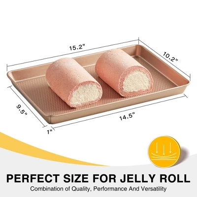 Itopfox Jelly Roll Pan With Diamond Texture Surface, Commercial Cookie Sheets For Baking, Nonstick Cooking Tray For Oven 2 Itopfox Jelly Roll Pan With Diamond Texture Surface, Commercial Cookie Sheets For Baking, Nonstick Cooking Tray For Oven - Image 2