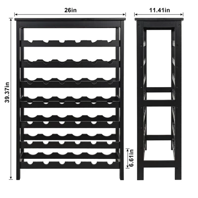 Itopfox 7-Tier Bamboo Wine Rack Freestanding Floor With Table Top, Wine Storage Shelf For Kitchen Dining Room Bar, Black 5 Itopfox 7-Tier Bamboo Wine Rack Freestanding Floor With Table Top, Wine Storage Shelf For Kitchen Dining Room Bar, Black - Image 5